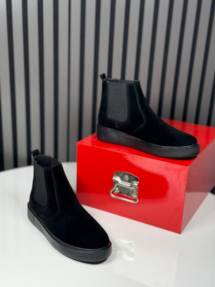 2025 SİSLEY SÜET BANDAJLI SİYAH  BOT - SİYAH SÜET BOT