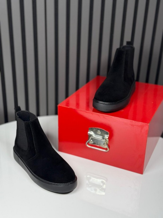 2025 SİSLEY SÜET BANDAJLI SİYAH  BOT - SİYAH SÜET BOT