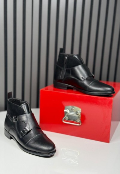 2025 KLASİK İTALYAN SİYAH DERİ TOKALI BOT - SİYAH  DERİ BOT