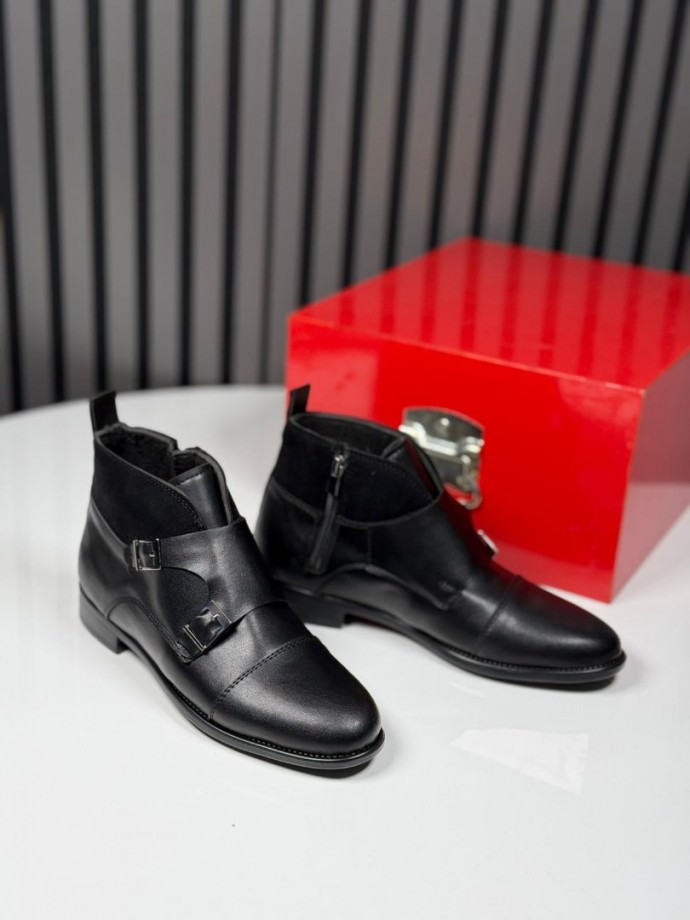 2025 KLASİK İTALYAN SİYAH DERİ TOKALI BOT - SİYAH  DERİ BOT