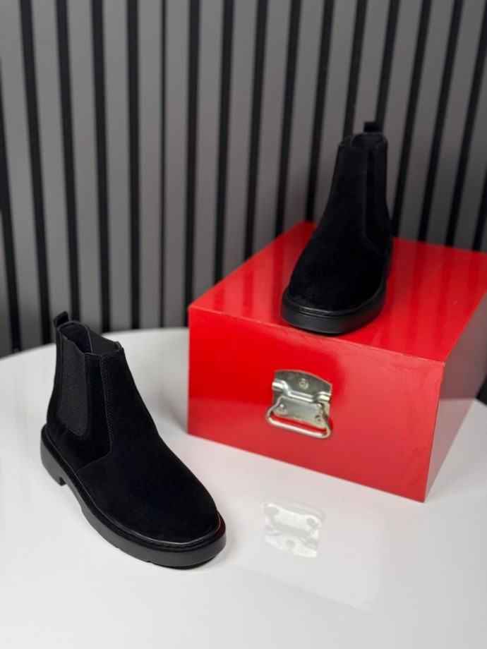 2025 CHELSEA İTALYAN SİYAH SÜET DERİ BOT - SİYAH SÜET DERİ BOT