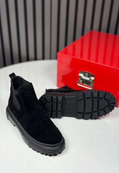 2025 CHELSEA İTALYAN SİYAH SÜET BANDAJLI BOT  -  SİYAH SÜET BOT