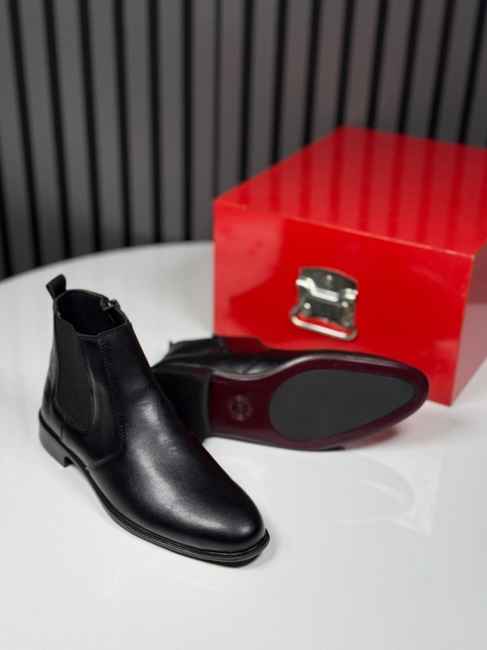 2025 KLASİK İTALYAN SİYAH DERİ FERMUARLI BOT  - SİYAH DERİ BOT
