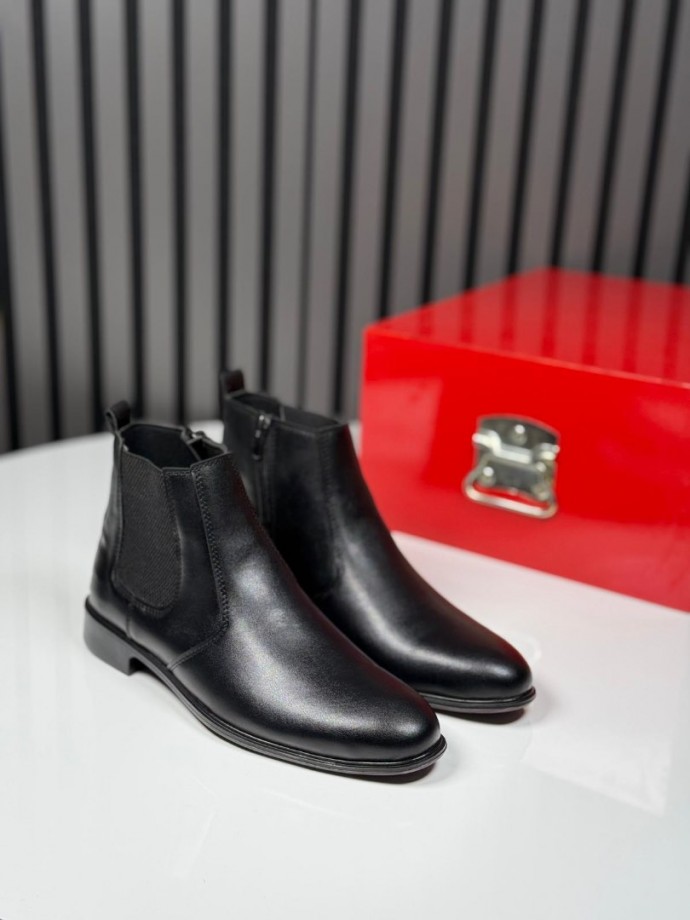 2025 KLASİK İTALYAN SİYAH DERİ FERMUARLI BOT  - SİYAH DERİ BOT