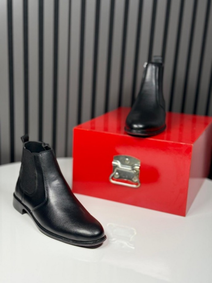 2025 KLASİK İTALYAN SİYAH DERİ FERMUARLI BOT  - SİYAH DERİ BOT