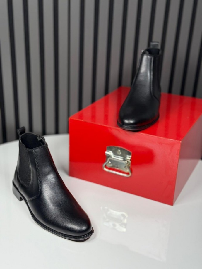 2025 KLASİK İTALYAN SİYAH DERİ FERMUARLI BOT  - SİYAH DERİ BOT