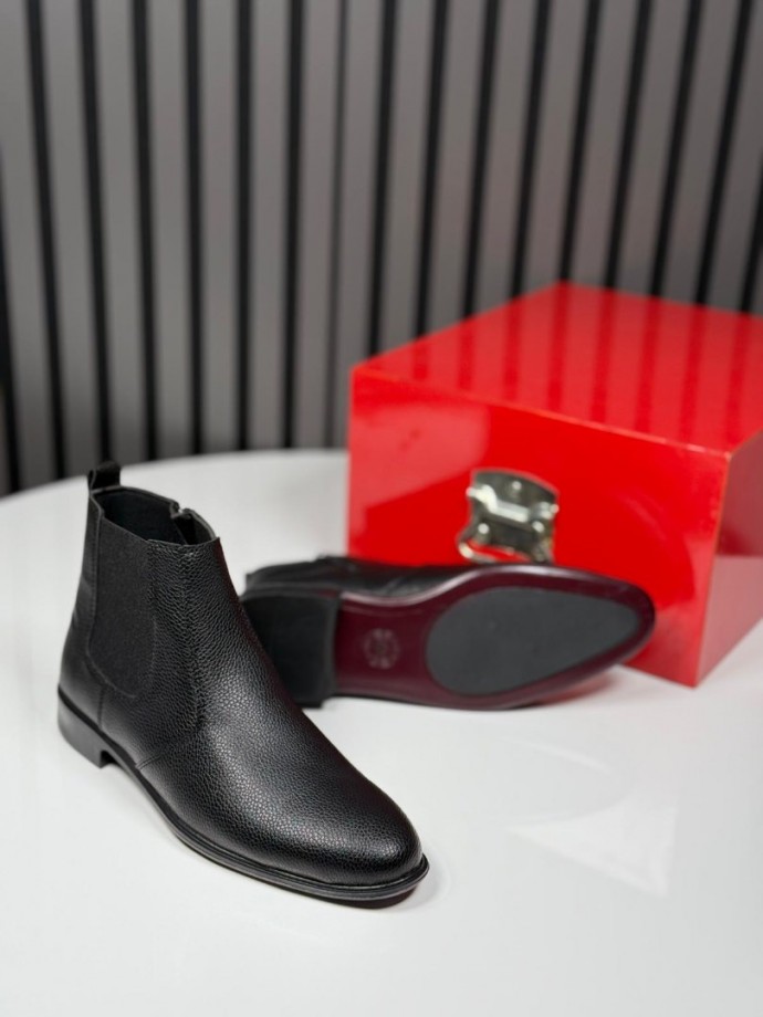 2025 KLASİK İTALYAN SİYAH DERİ PÜTÜR FERMUARLI BOT - SİYAH DERİ BOT