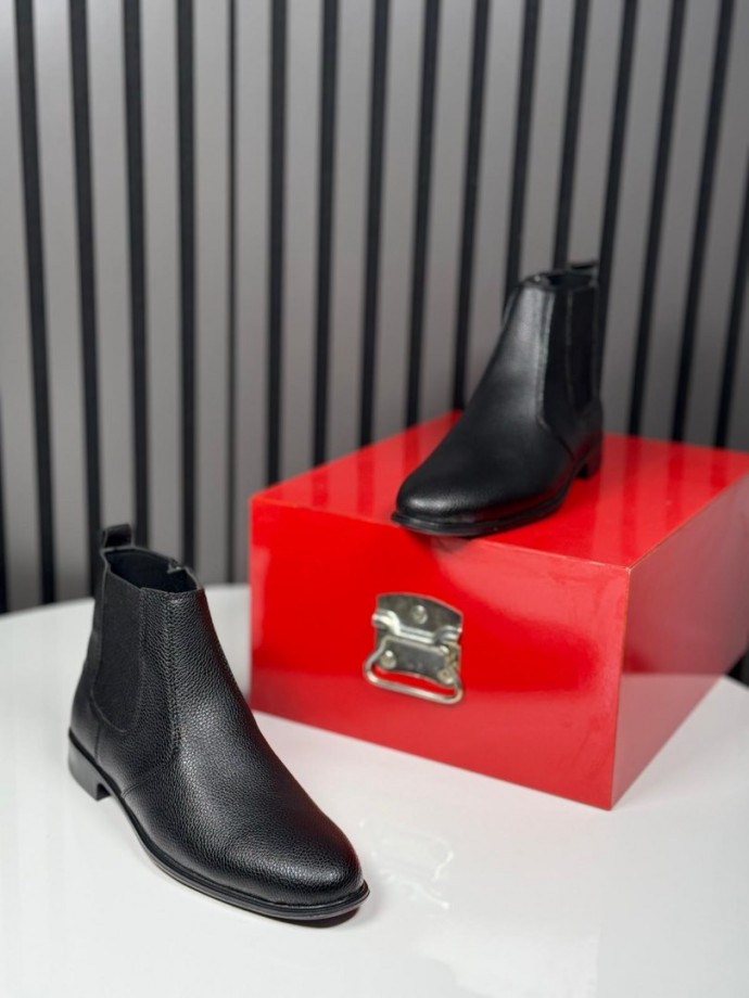 2025 KLASİK İTALYAN SİYAH DERİ PÜTÜR FERMUARLI BOT - SİYAH DERİ BOT