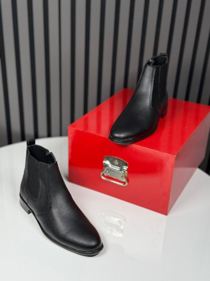 2025 KLASİK İTALYAN SİYAH DERİ PÜTÜR FERMUARLI BOT - SİYAH DERİ BOT