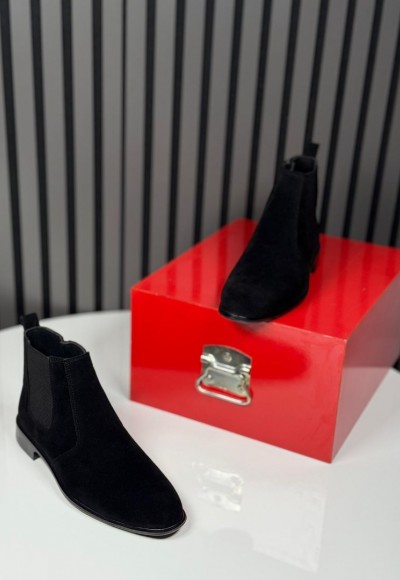 2025 KLASİK İTALYAN SİYAH SÜET FERMUARLI BOT - SİYAH SÜET BOT