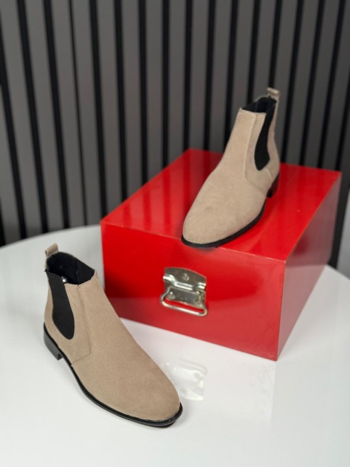 2025 KLASİK İTALYAN KUM BEJİ SÜET BANDAJLI BOT - KUM BEJİ SÜET BOT