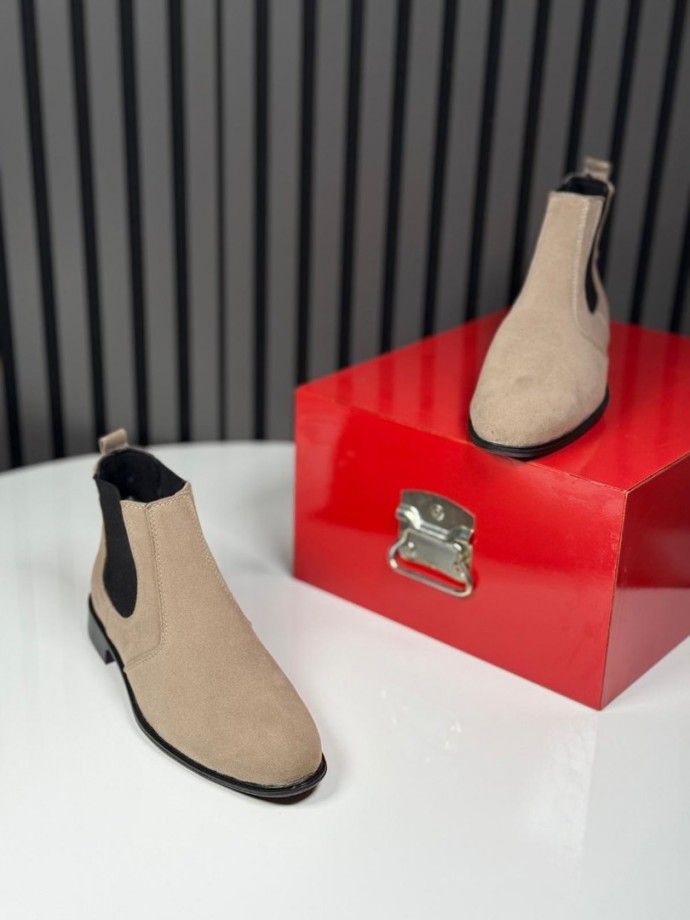 2025 KLASİK İTALYAN KUM BEJİ SÜET BANDAJLI BOT - KUM BEJİ SÜET BOT