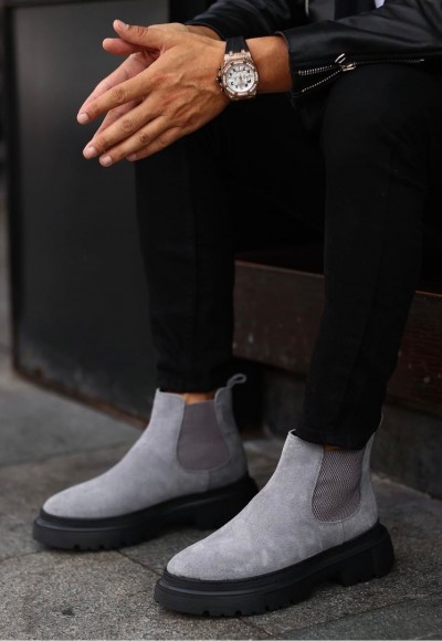 2025 CHELSEA İTALYAN GRİ SÜET  BANDAJLI BOT - GRİ SÜET  BOT