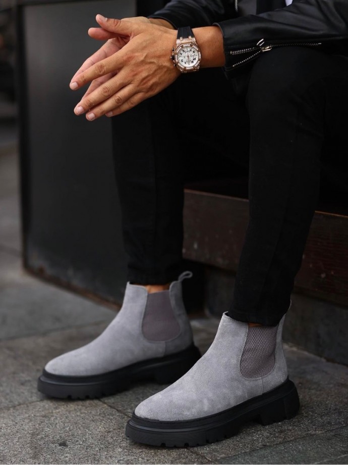 2025 CHELSEA İTALYAN GRİ SÜET  BANDAJLI BOT - GRİ SÜET  BOT