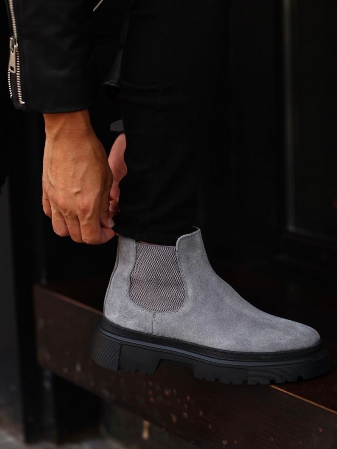 2025 CHELSEA İTALYAN GRİ SÜET  BANDAJLI BOT - GRİ SÜET  BOT