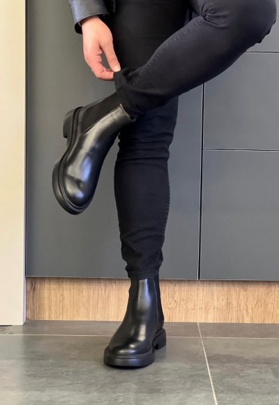 2025 ZRA  İTALYAN SİYAH MAT DERİ BANDAJLI EVA  BOT - SİYAH MAT  BOT