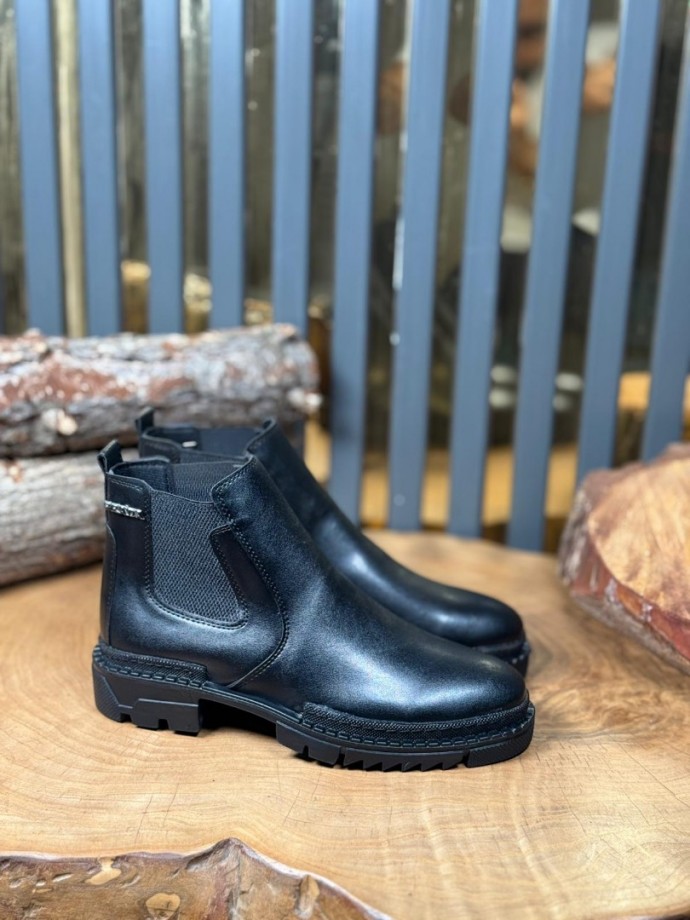 2025 PRD CHELSEA SİYAH MAT DERİ  BANDAJLI EVA BOT - SİYAH MAT DERİ  BOT