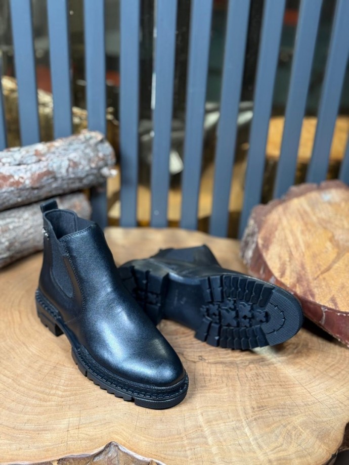 2025 PRD CHELSEA SİYAH MAT DERİ  BANDAJLI EVA BOT - SİYAH MAT DERİ  BOT