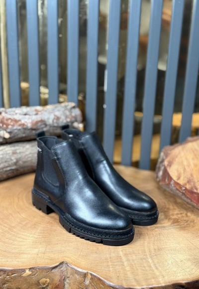 2025 PRD CHELSEA SİYAH MAT DERİ  BANDAJLI EVA BOT - SİYAH MAT DERİ  BOT