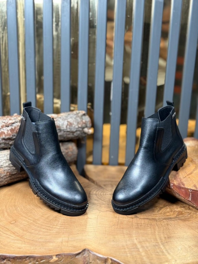 2025 PRD CHELSEA SİYAH MAT DERİ  BANDAJLI EVA BOT - SİYAH MAT DERİ  BOT