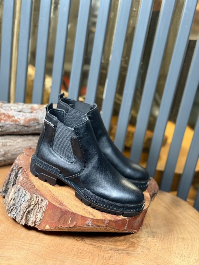 2025 PRD CHELSEA SİYAH MAT DERİ  BANDAJLI EVA BOT - SİYAH MAT DERİ  BOT