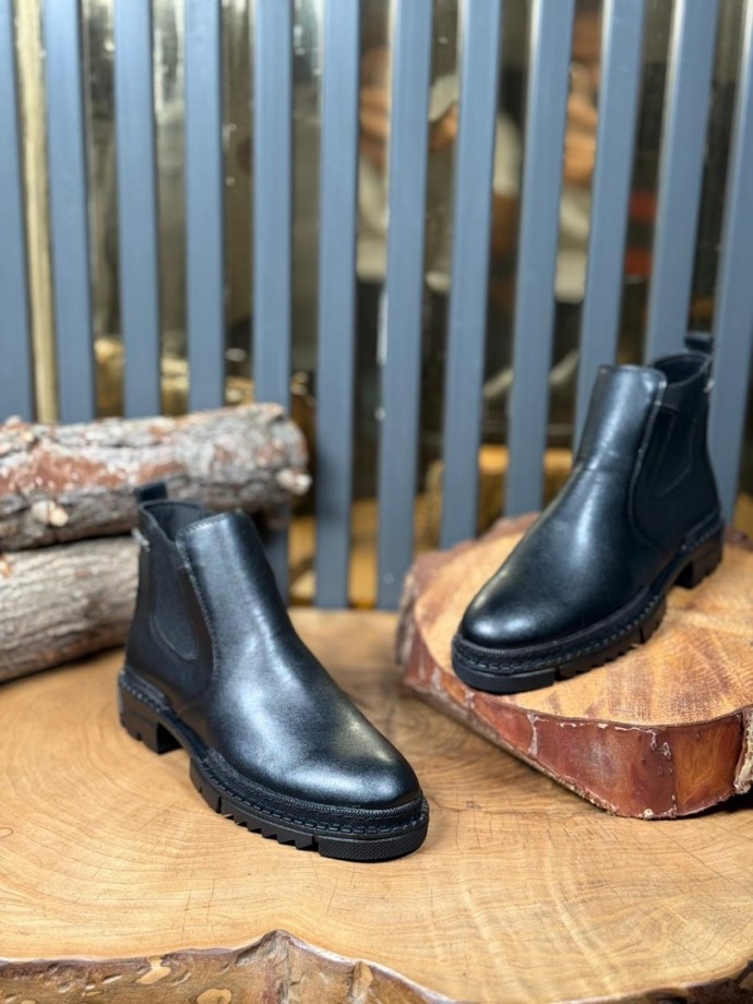 2025 PRD CHELSEA SİYAH MAT DERİ  BANDAJLI EVA BOT - SİYAH MAT DERİ  BOT