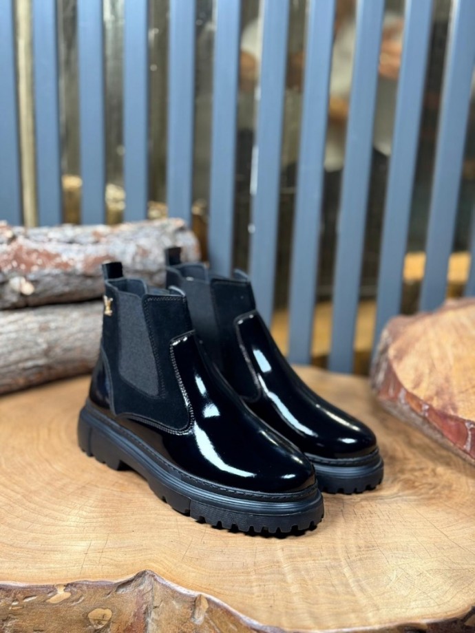 2025 L.W  CHELSEA SİYAH RUGAN/ SÜET  BANDAJLI EVA  BOT - SİYAH RUGAN- SÜET  BOT