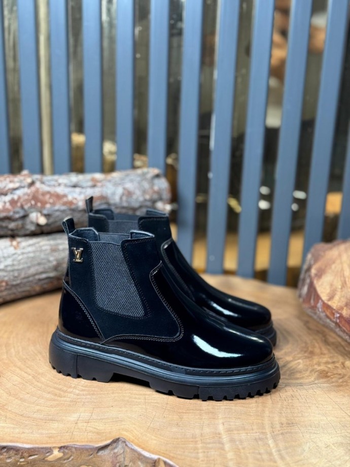 2025 L.W  CHELSEA SİYAH RUGAN/ SÜET  BANDAJLI EVA  BOT - SİYAH RUGAN- SÜET  BOT