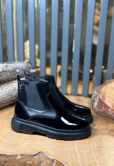 2025 L.W  CHELSEA RUGAN -DERİ  BANDAJLI EVA  BOT - SİYAH RUGAN- DERİ  BOT