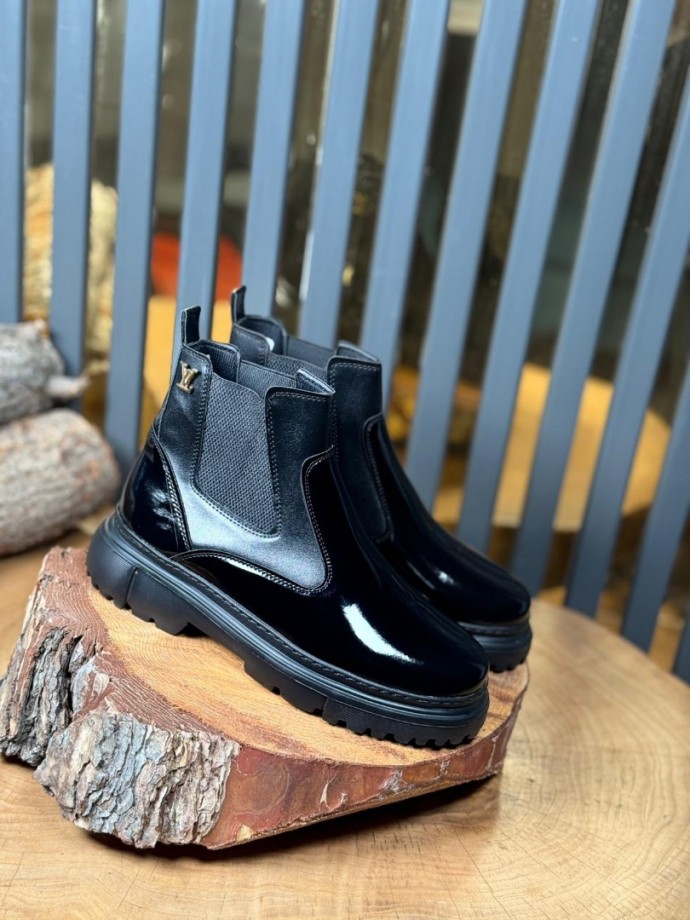 2025 L.W  CHELSEA RUGAN -DERİ  BANDAJLI EVA  BOT - SİYAH RUGAN- DERİ  BOT