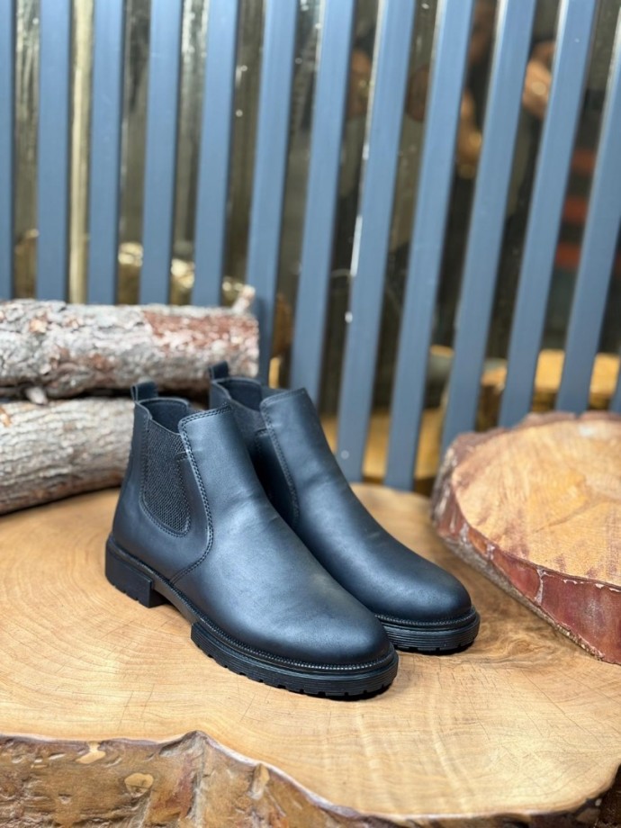  2025 CRAZY DERİ CHELSEA SİYAH MAT BANDAJLI EVA  BOT - SİYAH MAT BOT