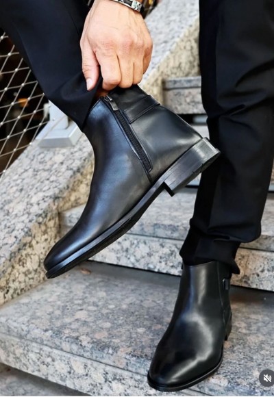 2025 YENİ SEZON KLASİK SİYAH MAT BOT - SİYAH MAT  DERİ   