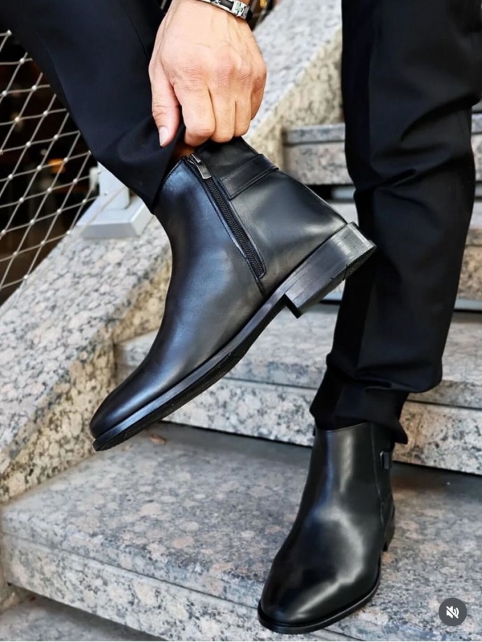 2025 YENİ SEZON KLASİK SİYAH MAT BOT - SİYAH MAT  DERİ   