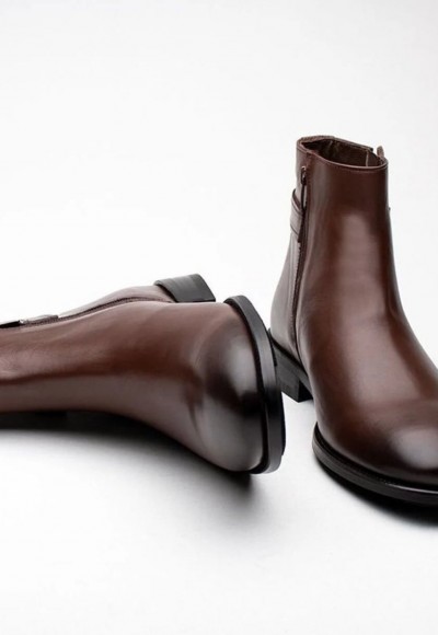 2025 YENİ SEZON KLASİK CHELSEA ZR KAHVE MAT DERİ - KAHVE MAT DERİ 