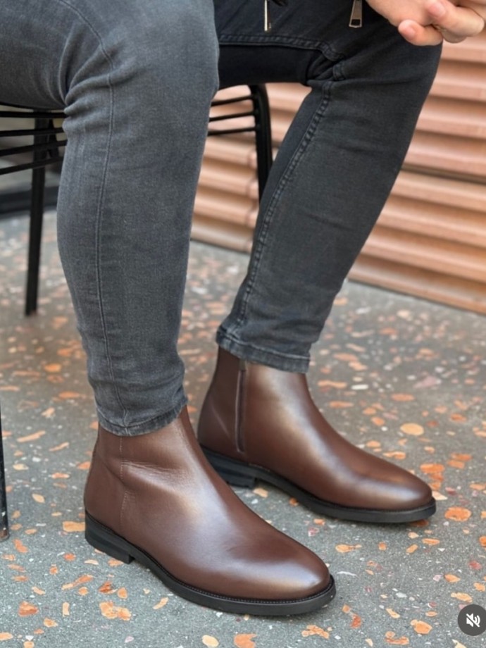 2025 YENİ SEZON KLASİK CHELSEA ZR KAHVE MAT DERİ - KAHVE MAT DERİ 