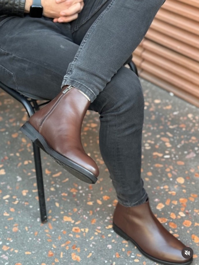 2025 YENİ SEZON KLASİK CHELSEA ZR KAHVE MAT DERİ - KAHVE MAT DERİ 