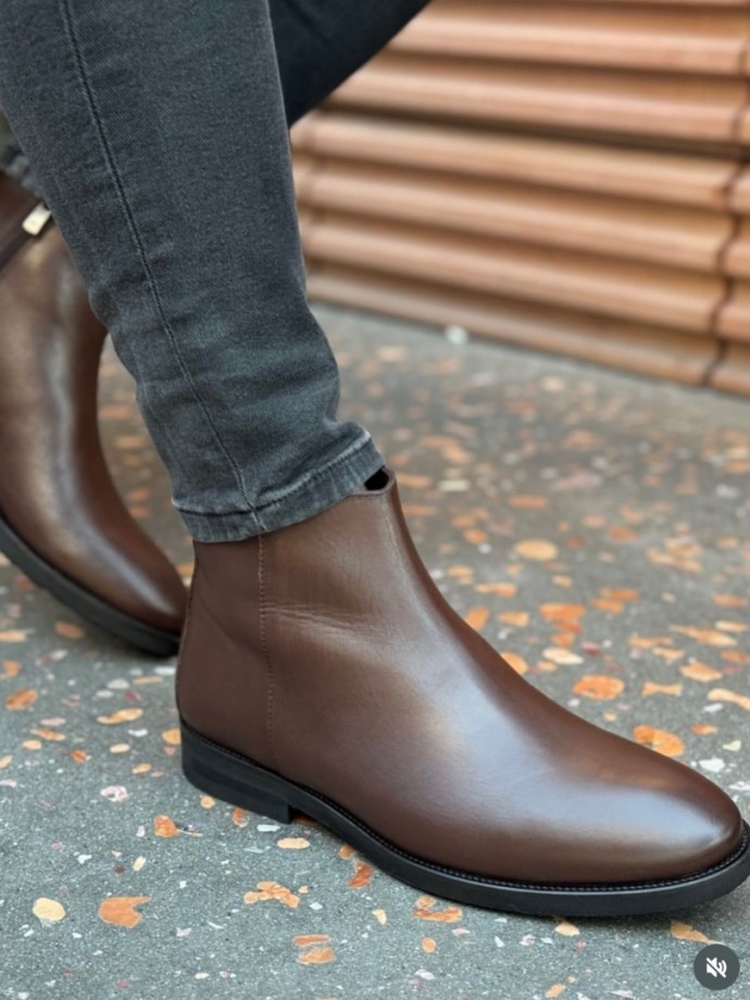 2025 YENİ SEZON KLASİK CHELSEA ZR KAHVE MAT DERİ - KAHVE MAT DERİ 